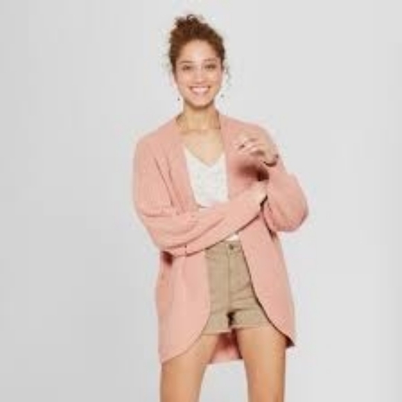 a new day Sweaters - EUC A New Day blush pointelle chenille cardigan,